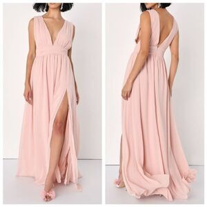 Lulus Heavenly Hues Maxi Dress Womens M Blush Pink Goddess Bridesmaid Feminine